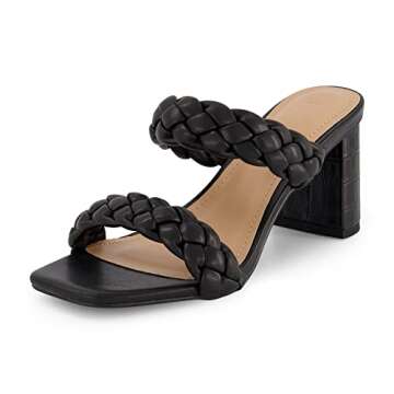 Dune London CUSHIONAIRE Technology Women's Iris braided Heel Sandal Memory Foam, Black 6.5