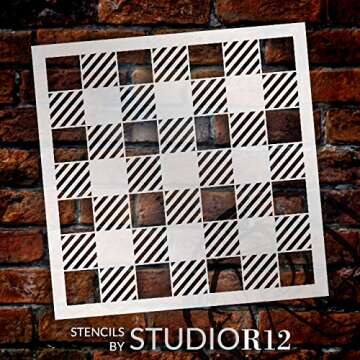 Buffalo Plaid Checker Stencil by StudioR12 | Reusable Mylar Template | Paint Wood Sign | Craft Rustic Farmhouse Home Decor | DIY Picnic Pattern Wall Art Background Gift | Select Size (12" x 12")