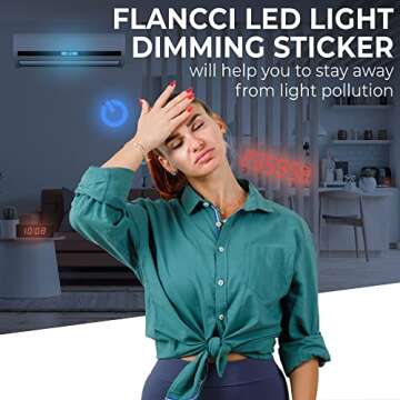 FLANCCI LED Light Blocking Stickers, Light Dimming LED Filters, (2 Sheets) Dimming Sheets for Routers, LED Covers Blackout, Dimming 50% ~ 80% of LED Lights, (2Sheets = 1 Cut Out + 1 Uncut)