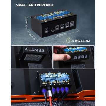 Caline Guitar Pedal Power Supply,9V 500ma Pedal Board Power Supply, Mini True Isolated Pedal Power Supply With Type-C Output and 4 Way Daisy Chain