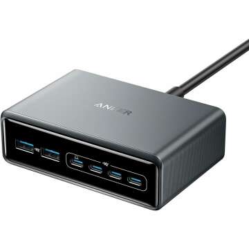 Anker Prime Charger, 200W 6-Port GaN Charging Station, USB-C PD Fast Charging Desktop Charger, Compatible with iPhone, Samsung, MacBook, Dell and More