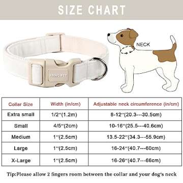 ARING PET White Dog Collar-Adjustable Small Dog Collars, Lightweight Cotton Wedding Pet Collars with Quick Release Buckle for Small Medium Large Dog