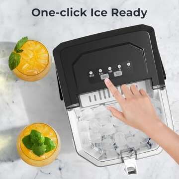 Ice Makers Countertop with Self-Cleaning, 9 Ice Cubes in 6Mins, 26.5lbs/24Hrs, Portable Ice Maker with Ice Scoop/Basket for Kitchen/Home/Bar, Black