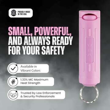 Police Magnum Keychain Pepper Spray Flip Top Safety- Maximum Heat Strength OC with Dye- Self Defense- Made in The USA- 1 Pack Soft Pink FT