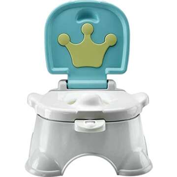 Fisher-Price Toddler Toilet Royal Stepstool Potty Training Seat with Music plus Removable Ring and Bowl, Blue