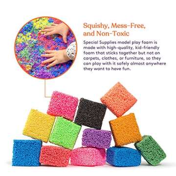 Special Supplies Fun Foam Modeling Foam Beads Play Kit, 12 Blocks Children’s Educational Clay for Arts Crafts Kindergarten, Preschool Kids Toys Develop Creativity, Motor Skills, Reusable Container