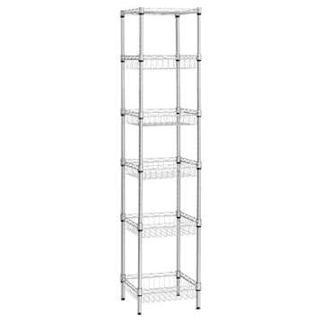 LANGRIA 6-Tier Bathroom Shelving Supreme Shelving Units, Storage Rack Corner Shelf Organization Utility Rack for Home Kitchen Living Room Bedroom Laundry Office, 198 lbs Capacity, Silver