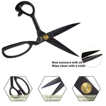 BIHRTC Professional 9 inch Dressmaking Tailor Scissors Small Embroidery Scissors Sharp Fabric Sewing Shears Scissor for Cloth Altering Leather Threading Cutting and Artwork