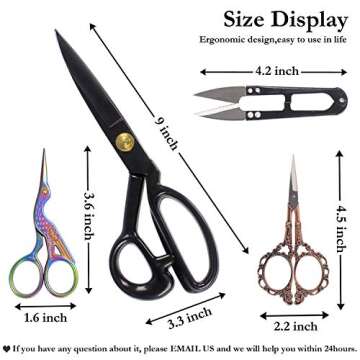 BIHRTC Professional 9 inch Dressmaking Tailor Scissors Small Embroidery Scissors Sharp Fabric Sewing Shears Scissor for Cloth Altering Leather Threading Cutting and Artwork