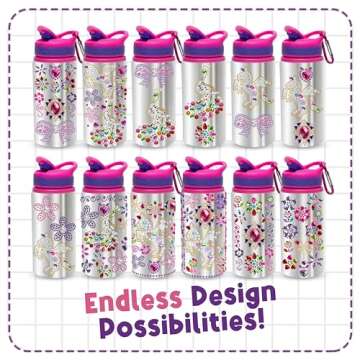 PURPLE LADYBUG Decorate Your Own Water Bottle Kits for Girls - 5 6 7 8 Year Old Girl Gifts, Girl Birthday Gift, Arts and Crafts for Kids Ages 6-8 Girls Water Bottles for School Girls Christmas Gifts