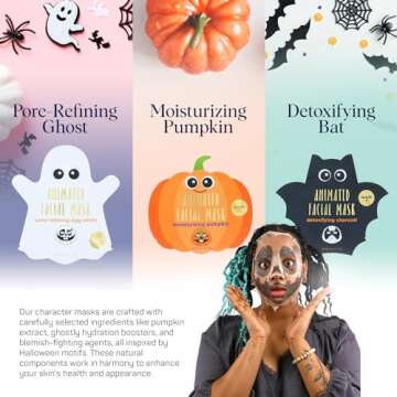 SpaLife Facial Mask Sheet Bundle - Pumpkin, Ghost, Bat - Halloween Character Mask Bundle - Face Masks for Skin Care - Moisturizing Sheet Face Masks - Skincare Pack for Women - Spa Beauty Masks