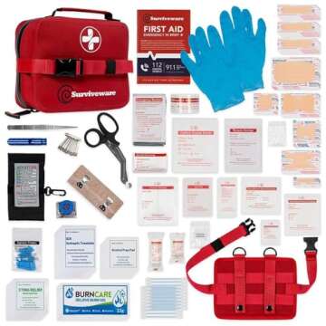 Surviveware Waterproof First Aid Kit - Survival Emergency Preparedness for Travel Camping Gear, Survival Kits, Home Essentials and Outdoor Emergencies - Large 200 Piece