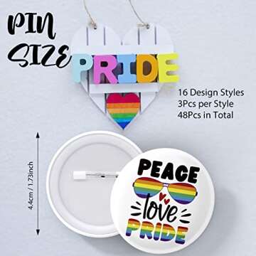 48 Pcs Pride Pins, Gay Lgbtq Stuff Merch Accessories Button Badge Rainbow Lesbian Trans Pansexual Bisexual Pin Month Party Favors Supplies Decorations