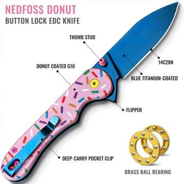 NedFoss Pink EDC Pocket Knife - 2.96" Folding Knife