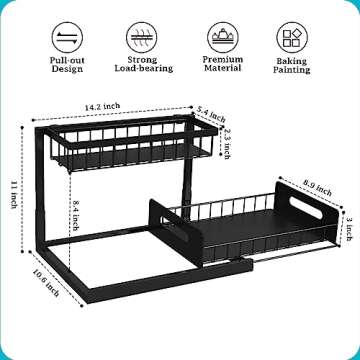 REALINN Under Sink Organizer - 2 Tier Slide Out Shelves