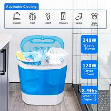 ZenStyle Portable Washer - Compact Twin Tub 9.9 LB Mini Washing Machine