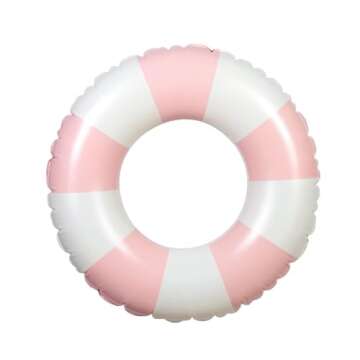 Medium Swim Ring for Kids Adults,25 Inch Classic Striped Pool Inner Tubes,Inflatable Pool Floats,Float Naked,Pool Floaties Adult Size for Summer Pool Party Beach (Pink)