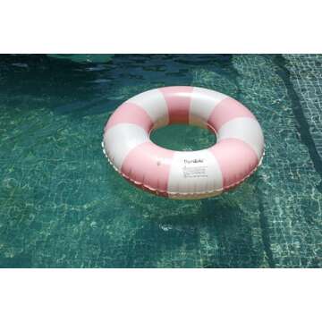 Medium Swim Ring for Kids Adults,25 Inch Classic Striped Pool Inner Tubes,Inflatable Pool Floats,Float Naked,Pool Floaties Adult Size for Summer Pool Party Beach (Pink)