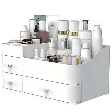 ONXE Makeup Organizer with Drawers,Large Capacity Countertop Organizer for Vanity,Bathroom and Bedroom Desk Cosmetics Organizer for Skin Care,Brushes, Eyeshadow, Lotions, Lipstick, Nail Polish