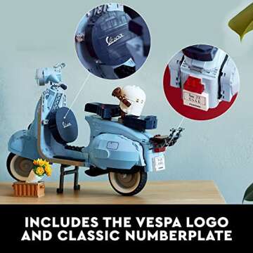 LEGO Icons Vespa 125 Scooter Model Building Kit 10298, Vintage Italian Iconic Model Moped, Display Home Décor Set for Adults, Relaxing Creative Hobbies, Gift Idea