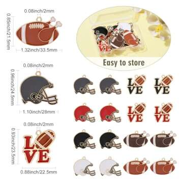 DanLingJewelry 16Pcs 8 Styles Rugby Football Helmet Charms Enamel Rugby Charms Sports Ball Charms for Jewelry Making DIY