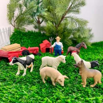 Safari Ltd. Country Farm TOOB - Figurines of Cow, Farmer, German Shepherd, Shire Horse, Rooster, Trailer, Tractor, Pig, Hay Bale, Ewe, Barn - Educational Toy Figures For Boys, Girls & Kids Ages 3+