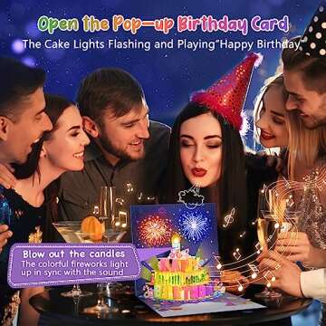 Popup Musical Birthday Card with Lights & Cake