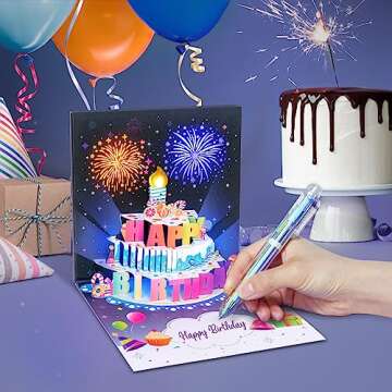 Popup Musical Birthday Card with Lights & Cake