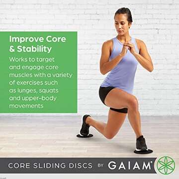 Gaiam Core Sliding Discs - Dual Sided Workout Sliders for Carpet & Hardwood Floor - Home Ab Pads Exercise Equipment Fitness Sliders for Women and Men, Grey/Black