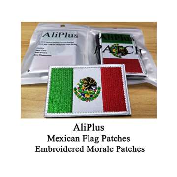 2 PCS AliPlus Mexico Flag Patch Embroidered Tactical Military Morale Patch Hook and Loop