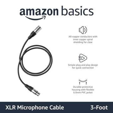 Amazon Basics 2-Pack 3ft XLR Microphone Cables - All Copper