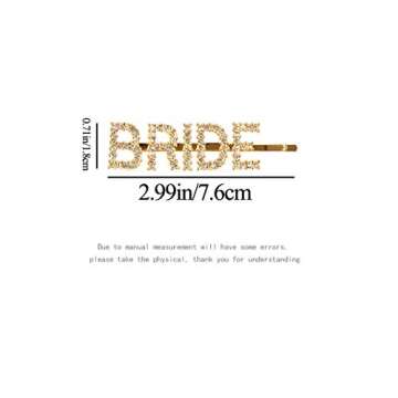 Messen BRIDE Letters Hair Clips Bling Luxury Crystal Rhinestones Words Hair Pins for Women Sparkle Barrette Hair Accessories (2 Pieces, Gold)