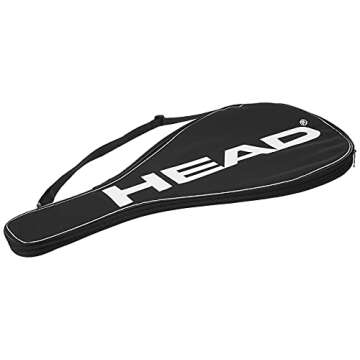 HEAD Tennis Racquet Cover Bag - Lightweight Padded Racket Carrying Bag w/ Adjustable Shoulder Strap,Black / White, 1 Racket