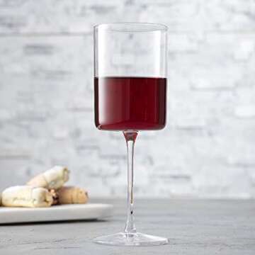 JoyJolt Claire 14oz Red Wine Glass Set. Large Glasses Set of 2 Crystal Glasses. Elegant Wide Rim Stemware - Modern with Stem. Stemmed for Unique Gifts