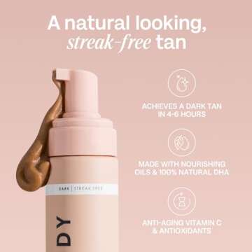 Bali Body Self-Tanning Mousse - Dark | Natural Bronzed Shade, Streak-Free Green Based Tinted Self-Tanner for All Skin Types | Vegan, Cruelty Free, Australian Made (200 ml/6.7 fl oz)