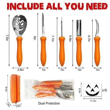 Professional Pumpkin Carving Kit with Heavy Duty Tools & 10 Stencils