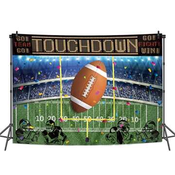 BINQOO 7x5ft Football Backdrop Photography Rugby Sports Party Background American Football Field Photo Banner Boy Kids Party Football Decoration Supplies