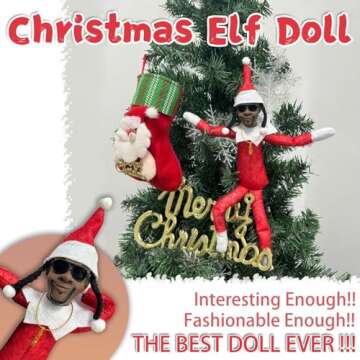 Sufeasdf Christmas Elf Doll - Handmade Hip Hop Decor