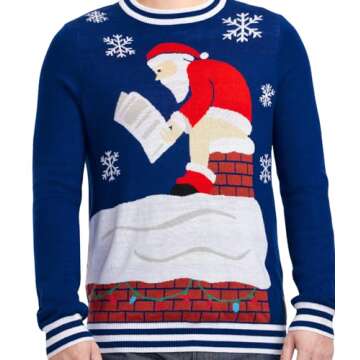 Tipsy Elves Men's Pooping Santa Ugly Sweater