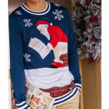 Tipsy Elves Men's Pooping Santa Ugly Sweater