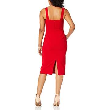 Dress the Population womens Nicole Sleeveless Bodycon Stretch Midi Sheath Dress, Rouge, Medium US