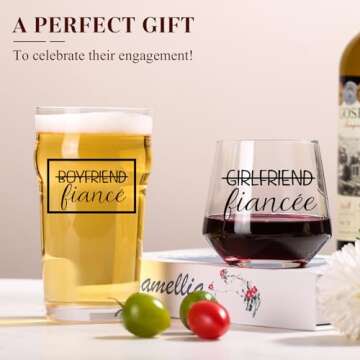 TrophyToast Engagement Gifts - Unique Wine Glasses for Couples