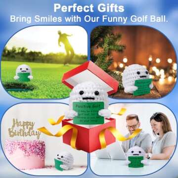 AICase Golf Gifts Funny Positive Golf Ball Crochet Gag Gift Ideas, Emotional Support Presents for Men, Women, Golfers, Dad, Fathers, Coworkers, Friends, Christmas, Birthday