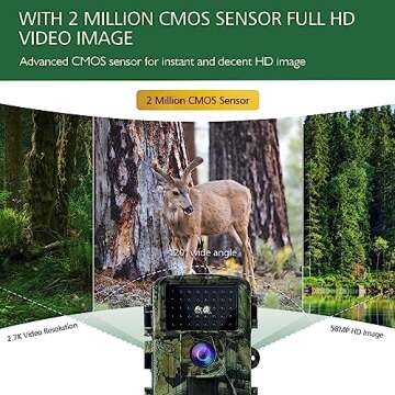 Trail Camera 58MP 2” Huge Screen HD Game/Hunting Camera with Night Vision Motion Activated with 32G SD Card IP66 Waterproof Outdoor Hunting Camera Wildlife Camera Field Night Cam for Backyard (-1)