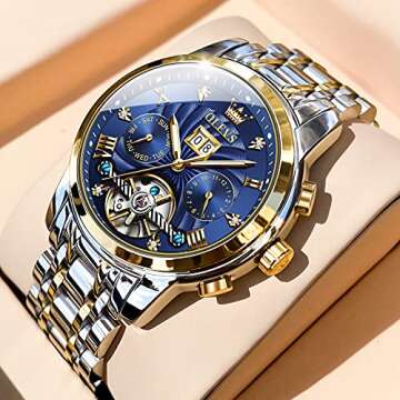 OLEVS Men's Luxury Automatic Skeleton Watch