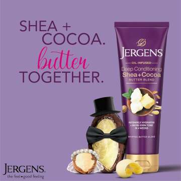 Jergens Shea + Cocoa Butter Body Lotion for Dry Skin, Deep Conditioning Moisturizer, with Vitamins E & B3, 8.5 oz