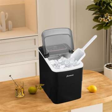 Panana Smart Countertop Ice Makers,Automatic Clean,Portable Ice Maker 9 Cubes Ready in 7-10min,26lbs/24H,for Home Kitchen Party Camping,Black