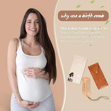 VZZNN Birthing Comb For Women Labor, Wood, Relief of Pregnancy Contractions and Pregnancy Pain (Designed By Moms For Moms)