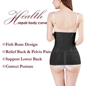 ChongErfei Postpartum Support Recovery Belly Wrap Waist/Pelvis Belt Body Shaper Postnatal Shapewear (Zblack, One Size (Pack of 1))