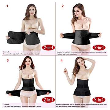 ChongErfei Postpartum Support Recovery Belly Wrap Waist/Pelvis Belt Body Shaper Postnatal Shapewear (Zblack, One Size (Pack of 1))